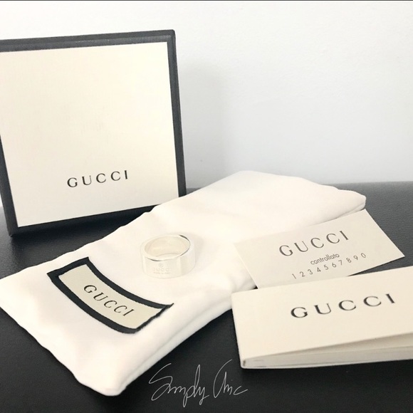 SOLD authentic GUCCI unisex stripe trademark ring - Picture 2 of 5